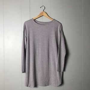 J JILL LUXE SUPIMA PINK GRAY STRIPED TUNIC LONG SLEEVE WOMENS SIZE MEDIUM